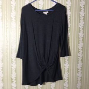 Grey twist front blouse